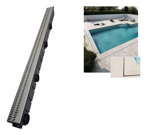 Ralo Linear Oculto Invisível 7x100 Cm Inox Seca Area Piscina