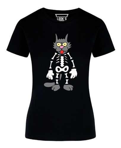 Playera  Gato Tommy Esqueleto Simpson Vintage