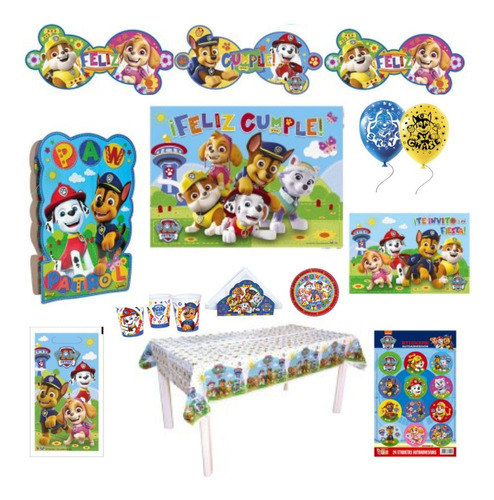 Kit Mesa Descartables Deco Cumpleaños Paw Patrol Oficial