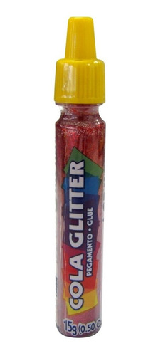 Acrilex Cola Colorida Com Glitter 15g Lavável Cor Vermelho