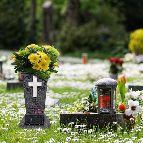 Jarrón De Cementerio Solar Con Soporte De Flores De La Led