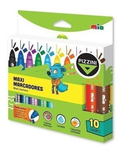 Maxi Marcadores Lavables X10 Colores Pizzini Art 8110