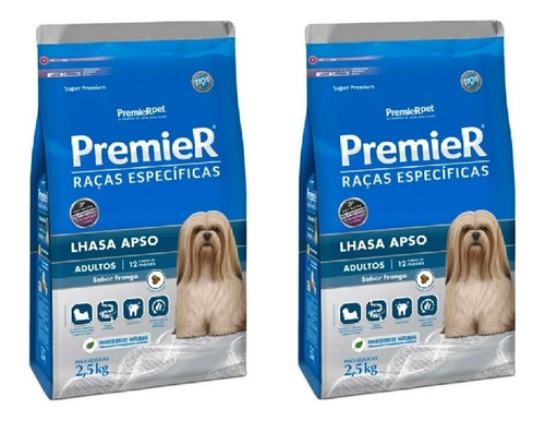 Ração Premier Lhasa Apso Adultos 2,5kg Kit 2 Unidades