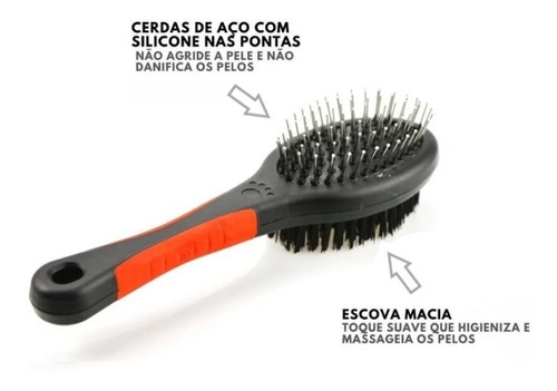 Imagem 3 de 5 de Escova Dupla Face P/ Pentear Renovar Pelo Pet Cachorro Gato