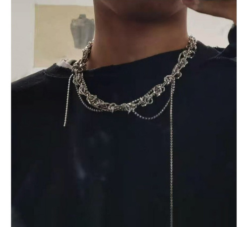 Collar De Cadena Gruesa Multicapa De Ropa Urbana Para Hombre