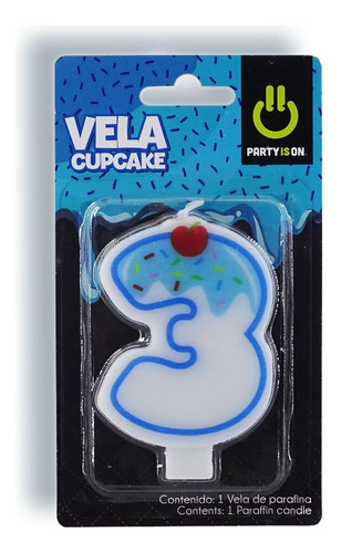 Vela Numerica Cupcake Azul #3