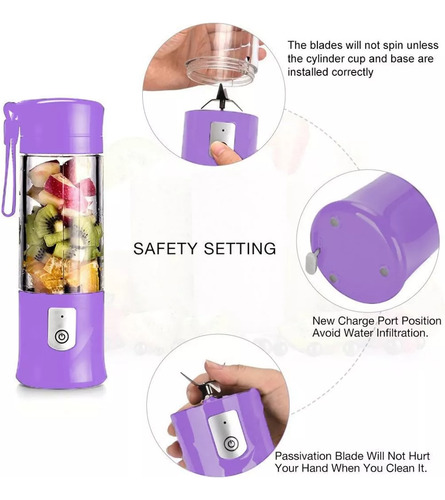 Vaso Licuadora Procesadora Portatil Usb Recargable