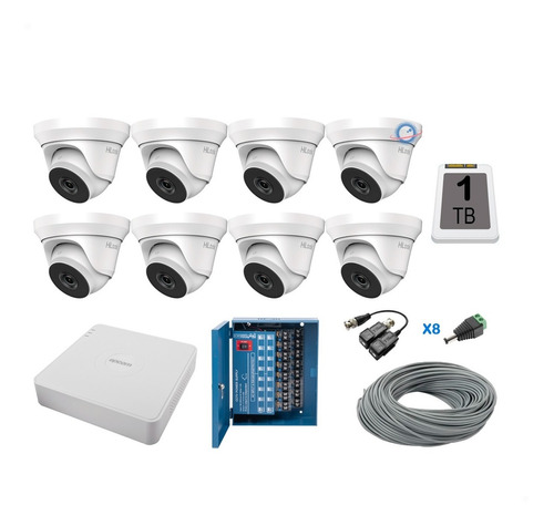 Kit 8 Camaras Epcom 2 Mpx Cctv 1 Tb Dvr 8 Canales 200m Cable