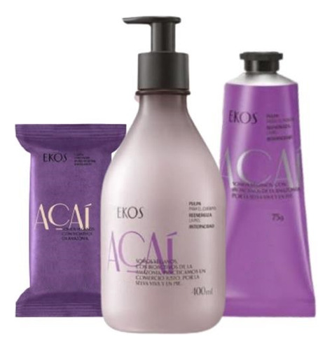 Kit Ekos Acaí Pulpa Cuerpo, Pulpa Manos + Jabon