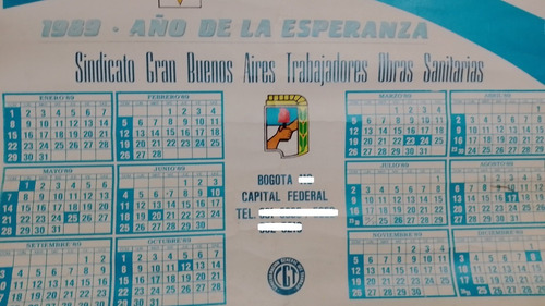 Antiguo Almanaque 1989 Menem Presidente - Sindicato O.s.n. (Usado)