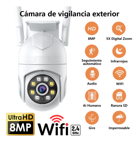 Mvpsmart Q9 4k Ip67 Ptz Cámaras Seguridad Exterior Inalámbricas 8mp Alarma Inteligente Almacenamiento Dual Microsd Nube Voz Bidireccional Zoom 5x Visión Nocturna 4k y Alexa Google Home