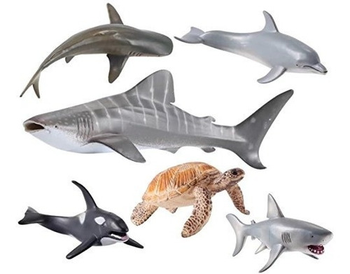 Mar Océano Animales Figura Baño Juguetes Set, 6 Piezas Jumbo