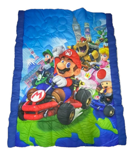 Cubrelecho Mario Kart Niños 240cm X 150cm Cojín Y Almohada