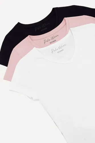 Kit 3 Camisetas Básicas Feminina Polo Wear Sortido (3 opções de kit, P ao G)