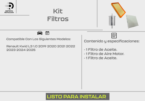 Filtros Aire Motor Gasolina Kwid 1.0 2019 2020 2021 2022