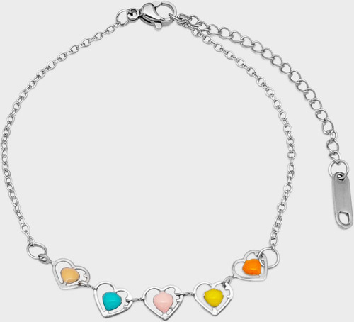 Pulsera Tobillera Corazones 5 Colores 25cm Regulable C:551 