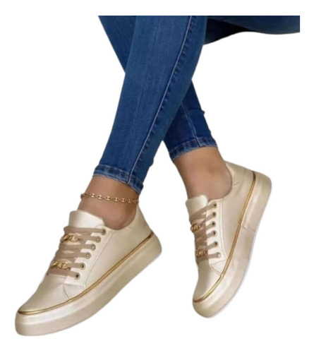 Zapatos Plataforma Mujer, Planas Con Cordones Cabeza Redonda