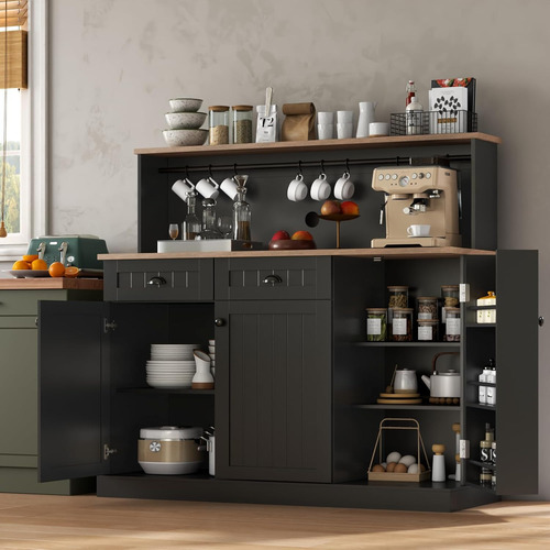 Aparador Buffet De Cocina Con Cajones Y Estantes Ajustables