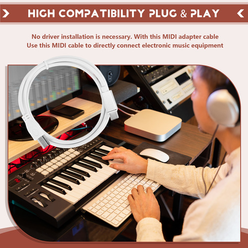 Cable Midi W1crystally-usb B A Conector C, Cable Adaptador