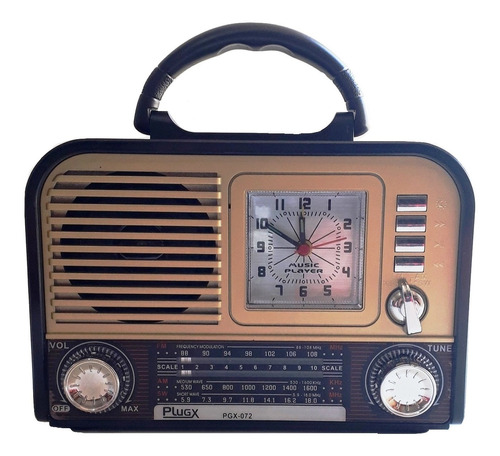 Rádio Relógio Retrô Vintage Aux Usb Pendrive Cartão Am Fm Sw