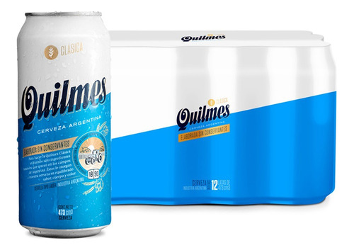 Cerveza Quilmes Clásica American Adjunct Lager lata 473 mL 12 unidades