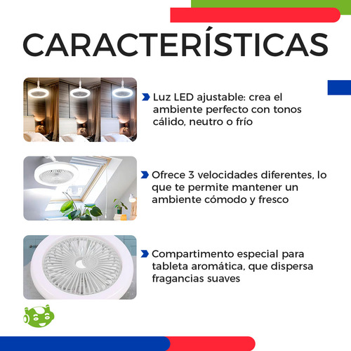 Ventilador De Techo Con Luz Led De 10 Pulgadas Para Aromaterapia Slim Company Conector E27 Ajustable 30w 350 Rpm 5 Aspas 3 Velocidades Con Control Remoto 3 Intensidades Color Blanco