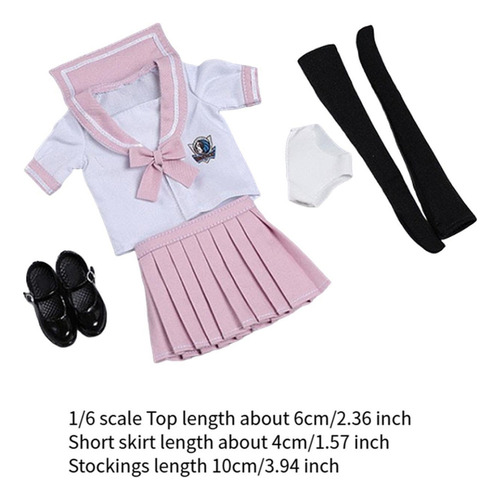 Traje De Uniforme De Colegiala A Escala 1:6, Ropa Para