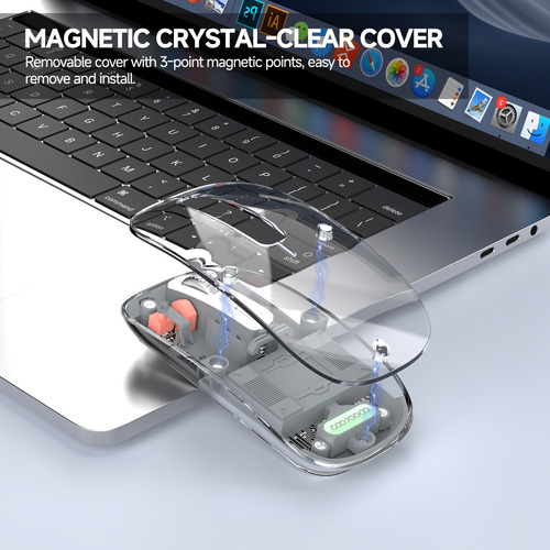 Mouse Wireless Recarregável Led Rgb Transparente