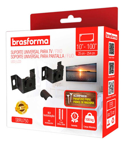 Suporte Brasforma De Parede Para Tv/monitor De 10  Até 100 Preto