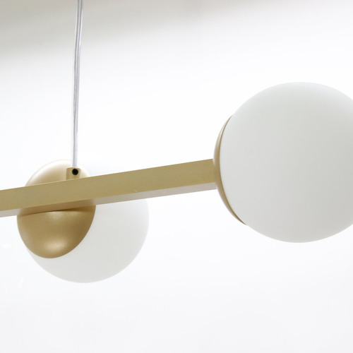 Pendente Luminalux 100cm Retangular 5 Globos Linear Plx5009 Estrutura Champanhe