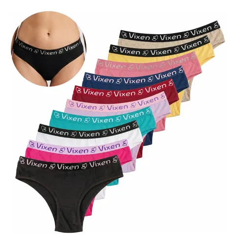 Vixen Kit 10 Calcinhas Feminina De Algodão Tanga Adulto Cós Largo