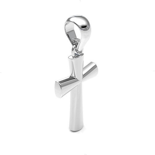 Imagen 2 de 10 de Dije Cruz Lisa De Plata .925 Agálea Joyería