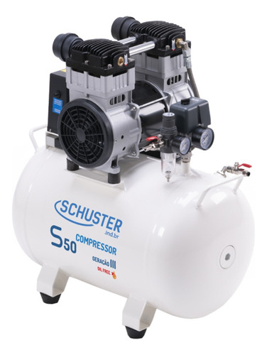 Compressor de ar elétrico portátil Schuster S50 monofásica 45L 2hp 220V 60Hz branco