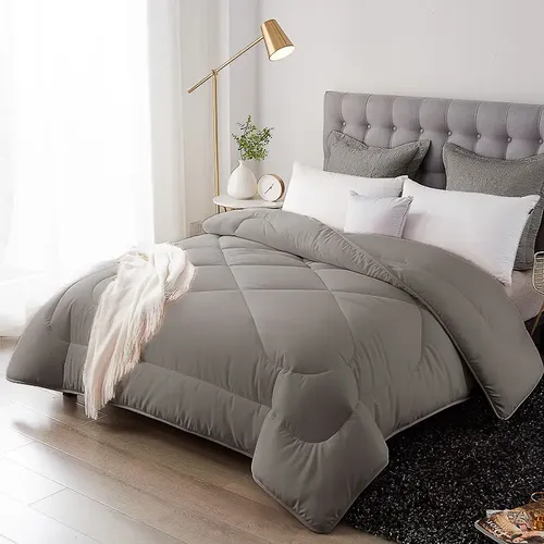 Edredom Dupla Face ​Percal 400 Fios Extra Macio Casal Luxo Cor Cinza