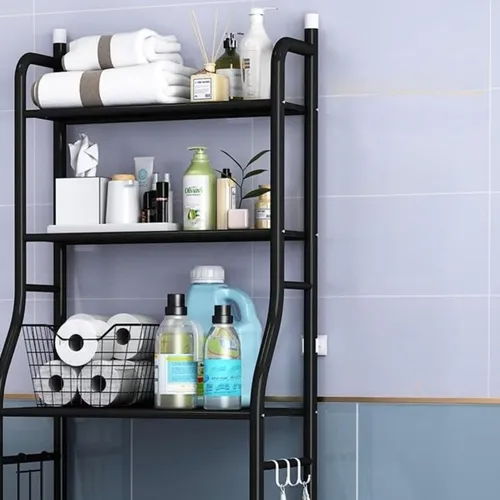Estantes Armario Mueble Organizador Baño Inodoro Metal Acero IMBACK Color Negro