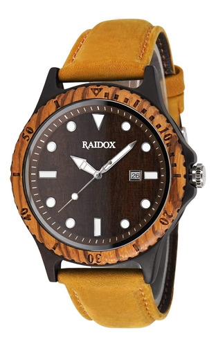 Reloj Hombre Raidox R0920 Cuarzo 50mm Pulso En Cuero