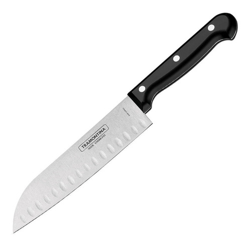 Faca Inox 7  Santoku Ultracorte Cozinha Tramontina Preto