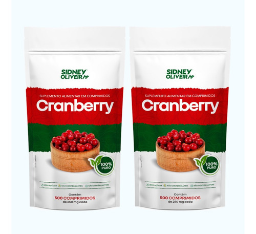 Cranberry Kit 1.000 Comprimidos, 100% Puro, Zero Açúcar Sabor Sem Sabor