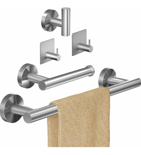 Imagen 2 de 6 de Kit Accesorios Para Baños Negro Mate Acero Inoxidable