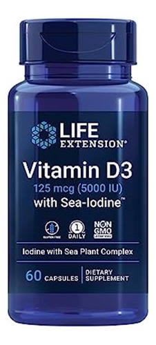Life Extension Vitamina D3 5000 Ui Con Iodo Marino 60 Caps