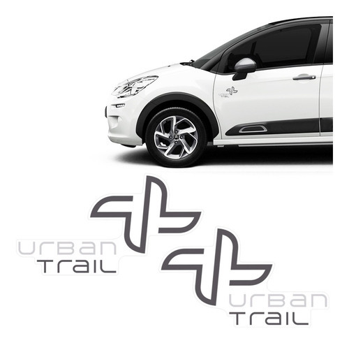 Par De Adesivos Citroen C3 Urban Trail 2019 Prata/grafite Cor GRAFITE