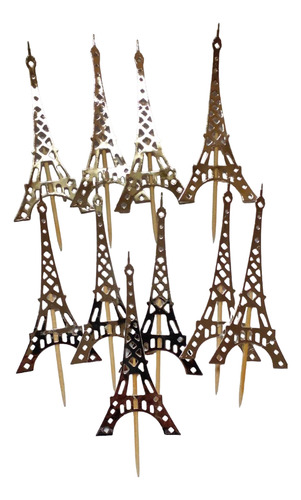 Cupake Topper Torre Eiffel Plateada X 10