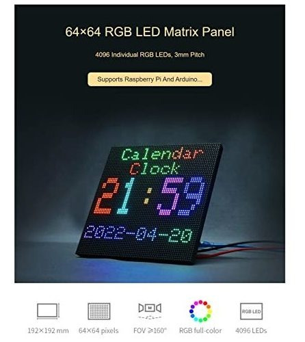 Panel De Matriz Led Rgb A Todo Color Para Raspberry Pi Y Ard