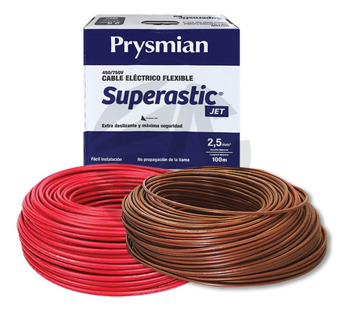 Cable Unipolar Prysmian 2.5mm X2 Pack Rojo+marron X100mts Ea