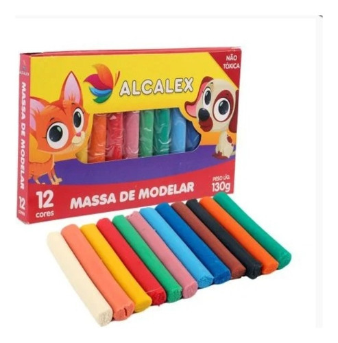 Massinha Massa De Modelar Com 12 Cores 130g Escolar Infantil