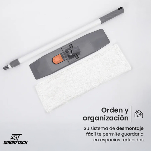 Mopa Trapeador Lampazo Escurridor Microfibra Limpiador Piso Gris Smart Tech
