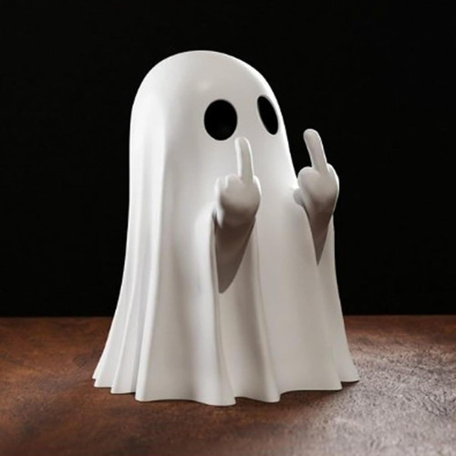 Estátua De Fantasma Engraçada De Halloween Com O Dedo Médio