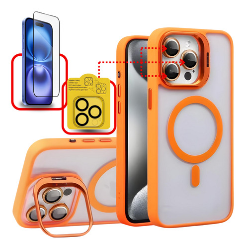 Capa Suporte Apoio Magnética P/ iPhone + Película Vidro 3d