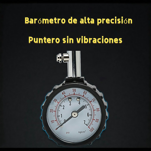 Manómetro Neumáticos Alta Precisión Válvula Purga Manguera