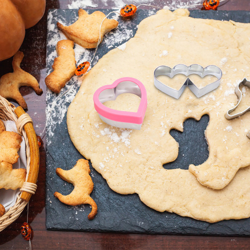 12uds. Molde Para Cortar Galletas Frutas En Forma De Corazón